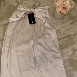 Pulling Me Closer Satin Wide Leg Pants - Oatmeal
